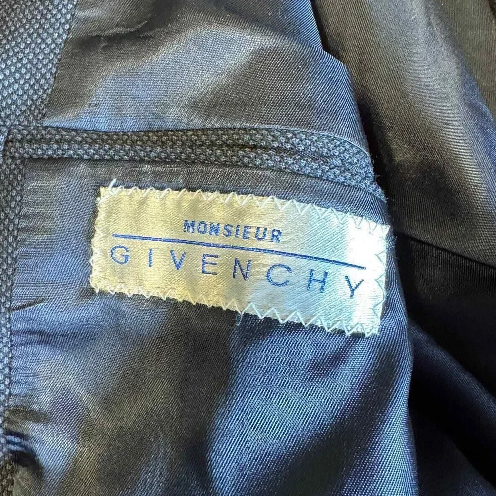 Monsieur Givenchy Blazer Mens 42R Black Suit Jacket‎ Sport Coat Two Button US